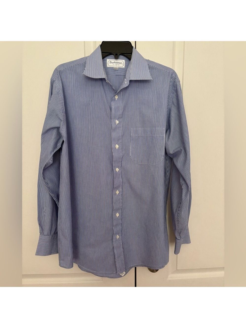 Vintage Burberrys of London Blue & White Striped Dress Shirt | Size 16.5/34 - Picture 2 of 6